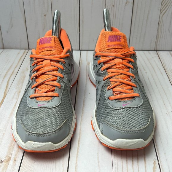 Nike Revolution 2 Women's Running Shoe, Grey/Orange/Pink, Sneaker Size 6 - Picture 2 of 9